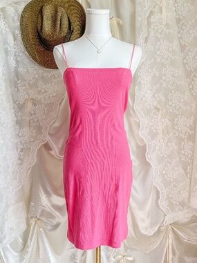 Zara Hot Pink Ribbed Slip Dress Bodycon Mini Barbiecore Summer